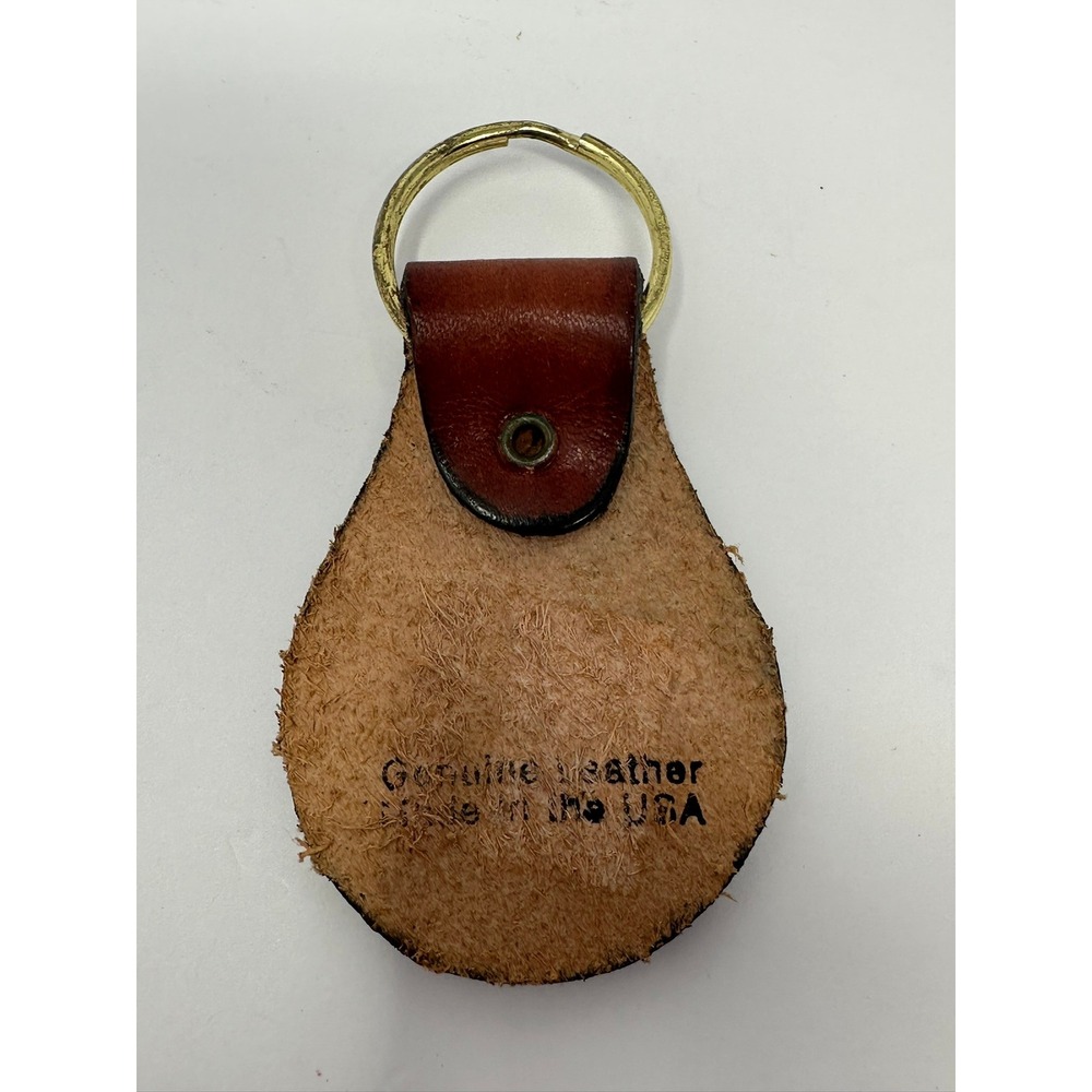 Vintage St Jo Frontier Casino Leather Keychain Brown Western Made in USA Fob A2 - Picture 2 of 4